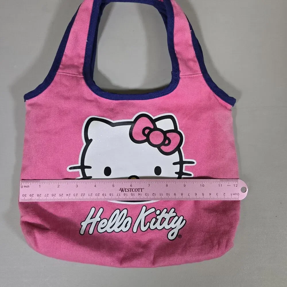 Hello Kitty Pink Canvas Tote Handbag with Snap and Zipped Inside Small Pocket